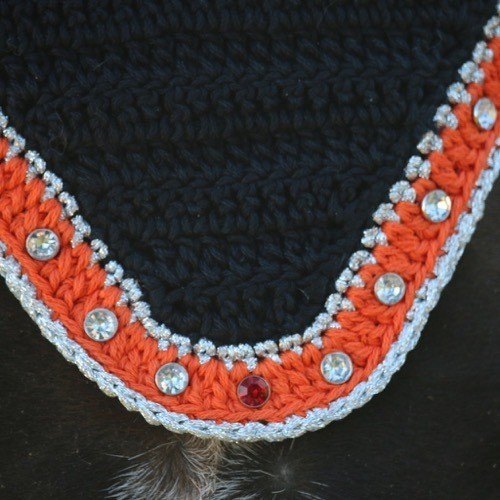 Navy & Orange with Silver, Red & Clear Stones