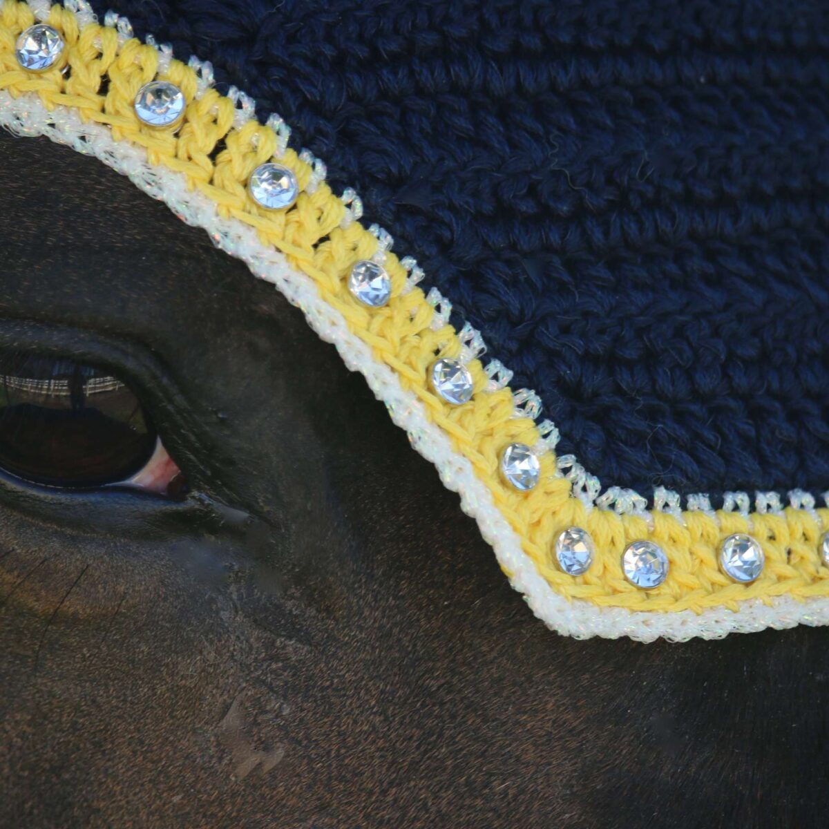 Black with Yellow, White & Clear Rhinestones