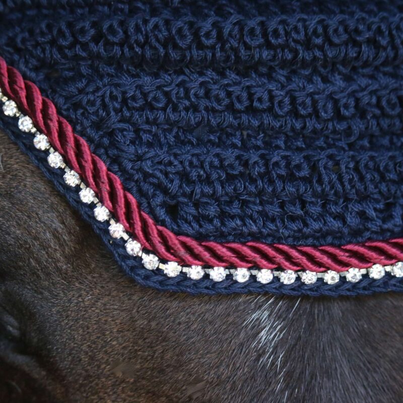 Navy with Maroon Cord & Rhinestones