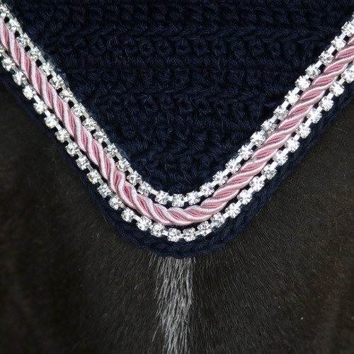Navy with Rhinestones, Light Pink Cord & Rhinestones
