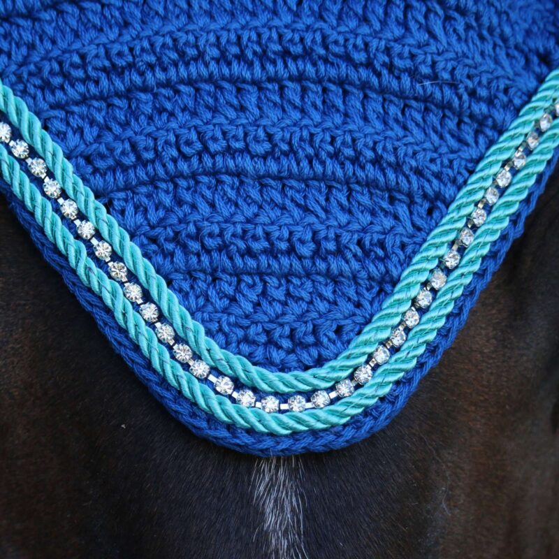 Royal Blue with Turquoise Cord, Rhinestones & Turquoise Cord
